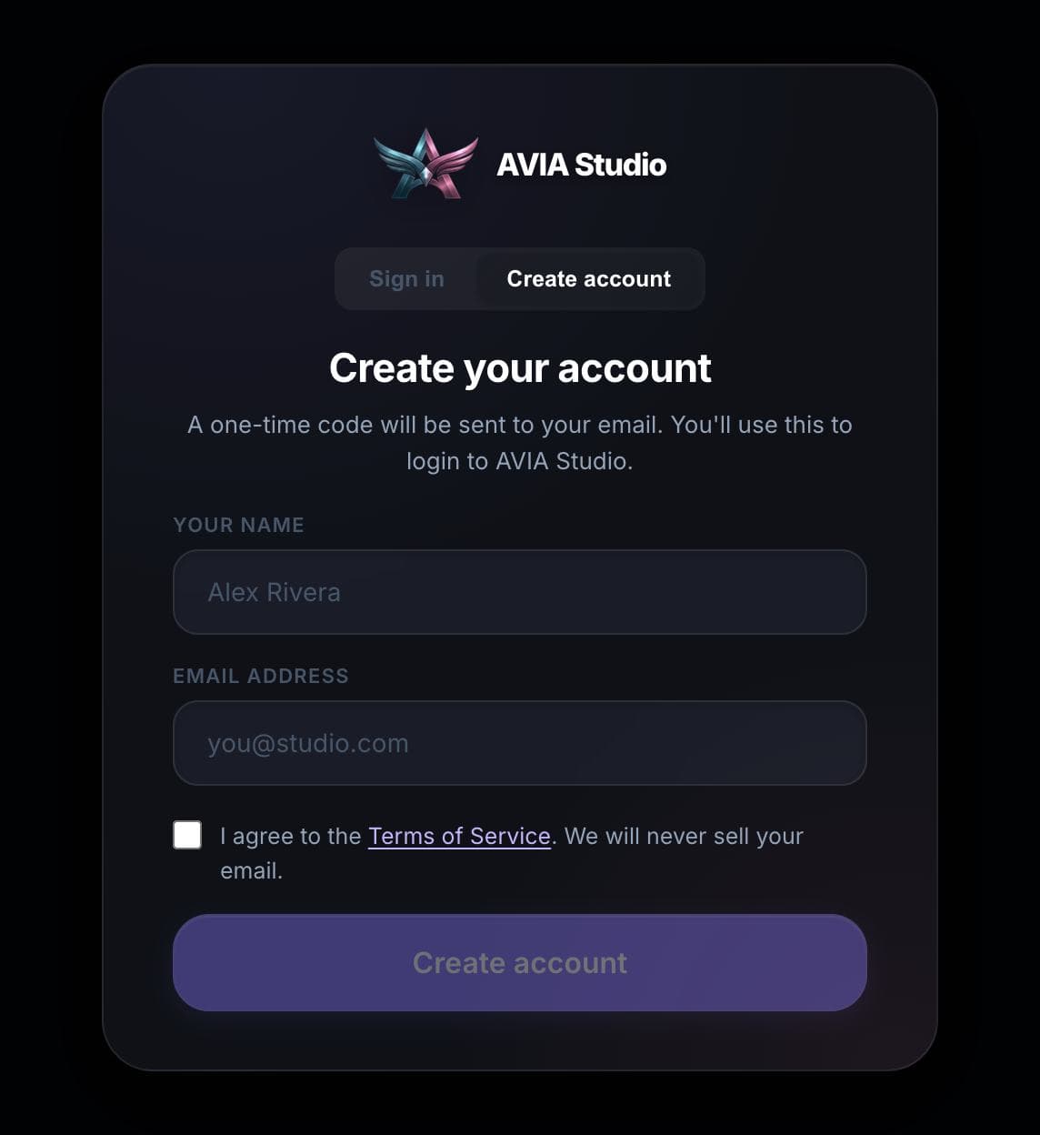 Create your account