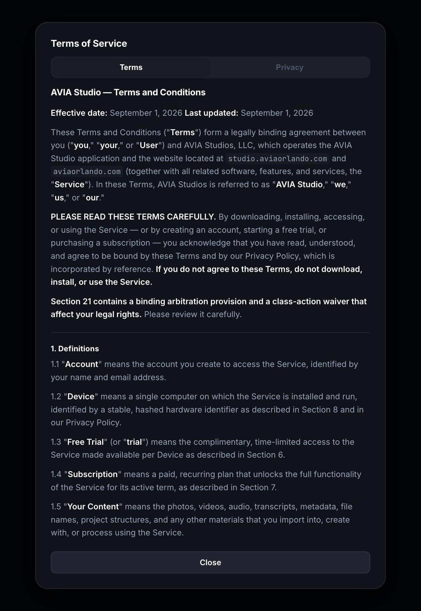 Terms of Service